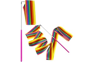 MUROAD 10 Pieces 2 Meter Art Gymnastics Rhythmic Ribbon Twirling Baton Rod,Gym Dance Ribbon Streamer and Stick for Children,10 Colours