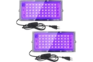 Eleganted 2 Pack 50W Luz UV, Foco UV Ultravioleta, Luz Negra Impermeable IP65, Fluorescente Lámpara de Escenario Blacklights para Halloween Bar Club DJ Discoteca Fiesta Pinta Corporal Gimnasio