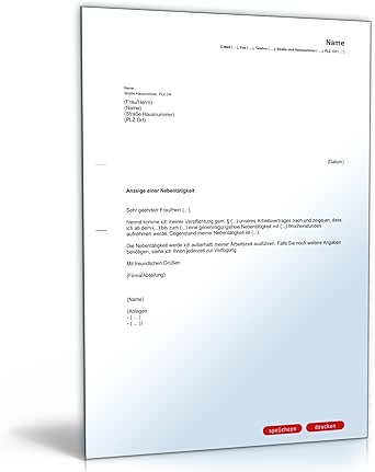 Antrag Auf Genehmigung Einer Nebentatigkeit Pdf Download Amazon De Software