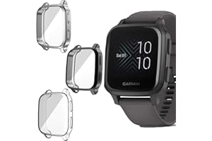 Giaogor Schutzhülle Kompatibel mit Garmin Venu SQ, Flexibles TPU Vollschutz mit Displayschutzfolie Kratzfest Displayschutz Schutz Hülle Für Garmin Venu SQ (schwarz + Transparent + Silber)