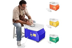 Kotsy Tornio per Ceramica elettrica 350W 25CM,Tornio per Argilla a velocità Regolabile con Ceramica Elettrico pedali Professionale con Ceramica Strumenti Di Intaglio per Adulti, Bambini(blu)