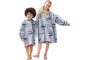 Adisputent Kids Blanket Hoodie Oversized Snuggle Blanket Sherpa Fleece Lined Blanket Hooded with Pockets Boys Girls Soft Cozy Fluffy Wearable Blanket 5-15 Years