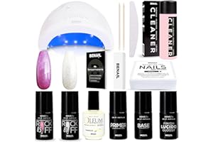 BENAIL PROFESSIONAL Kit Semipermanente Unghie Professionale, Kit Ricostruzione Unghie Gel Completo, Lampada Uv Led 48w, Smalto Unghie Primer, Base & Top Coat Semipermanente (Glitterati)