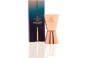 GREENWICH SPIRITS COMPANY Copper Premium Jigger Professional | Cocktail Spirit Measure 25ml 50ml | Gin Measure, Alcohol Measure, Cocktail Measuring Tool | Premium Gift Box | Premium, Luxury, Home Bar Accessories | Bartender