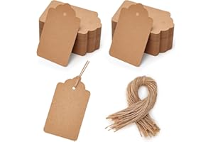 HAKACC 200 unids Etiquetas de papel Kraft Etiquetas regalo con cordón