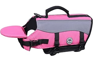 VIVAGLORY Dog Life Jacket with Removable Front Float, Life Vest with Reflective Trims & Extra Padding for Swimming & Boating, Pink, S