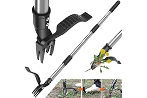 GOXAWEE 46" Weed Remover Tool with Extended Handle, 4 Claw Steel Head Weeding Tools for Garden, Foot Platform Design, Stand Up Weed Root Pulling Tool and Picker, Gardening Tools Easily Remove Weeds