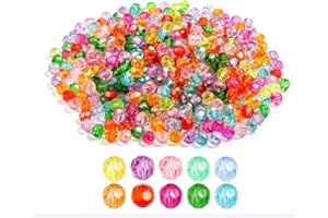 HAOSELL 620 perlas de cristal facetadas de 8 mm, perlas de cristal redondas multicolor, perlas sintéticas surtidas para manualidades, pulseras y joyas