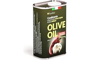 ‎FOODICO Foodico Chili-Knoblauch-Öl – Extra natives Olivenöl aus Italien, aromatisiert mit Chili & Knoblauch, 250 ml Metall-Dose, kaltgepresst, vegan, mediterranes Würzöl für Pasta, Pizza & Marinaden
