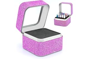 ANKEY PortaFrese per Unghie - Scatola Organizzatrice Antipolvere con 25 Postazioni e Cristalli - Contenitore Display per Trapano Manicure