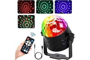 MIILOVDORA Luces Discoteca - Bola Discoteca por Sonido Activado 7 Colores RGB Luces de Fiesta Luz Discoteca Rotación de 360° con Control Remoto Luces de Fiesta para KTV, DJ, Fiesta, Bar, Casa, Navidad, Halloween