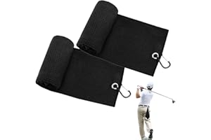 UICCVOKK Golf Towels Absorbent 2 Pack Tri-fold Golf Towel Set for Golf Bags Microfiber Waffle Golf Towel with Clip, Highly Absorbent Golf Bag Cleaning Towels for Outdoor Yoga Camping Gym