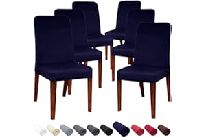 JARITTO Large Size Modern Chair Cover Armless Chair Slipcover Elastic Chair Seat Protector Washable Removable for Dining Room Kitchen Hotel Restaurant Wedding Party 6 Pieces (Dark Blue)