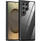 Rongep Samsung Galaxy S25 Ultra i&ccedil;in Şok Emici Silikon Kenarlı Şeffaf Kılıf Arkası Sararmaya Karşı Sert PC Yapılı Parmak İzi 