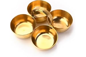 Tarini Gallery Brass Chowmukh Haldi Kumkum Holder Puja Roli Sindoor Chandan Akshat Pital Accessories 4 Bowl Attach Patra Pooja Purpose Item for Temple Mandir and Gifting (Pooja Chowmukh)