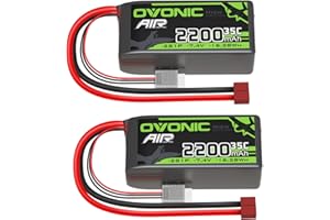 OVONIC Lipo Batterie 2s 35C 2200mAh 7.4V Batterie Courte avec Décans pour RC Heli Avion Quadcopter Voiture Bateau Camion Hélicoptère Multi-Moteur DIY Hobby (2pcs)
