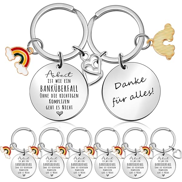 12x Dankeschön Geschenk Set | Motivierende Schlüsselanhänger Mit Bienen Design | Inkl. Organzasäckchen