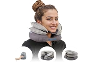 K LUDWIG KATRIN Neck Stretcher for Pain Relief, 2024 Upgraded Cervical Traction Device, Adjustable Inflatable Neck Brace with Removable Air Pump, Neck Traction Device for Use at Home or on Trips