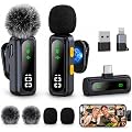 Aiwgyibo Micro Cravate sans Fil, Microphone 2-en-1 pour iOS, Android et PC | Micro Bluetooth avec Réduction de Bruit et Clip Magnétique, pour Diffusions en Direct, Vlogs, YouTube, TikTok et Interviews
