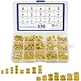 XLX 370PCS 15 Values M2 M3 M4 M5 Knurled Brass Threaded Insert Nut Welded Joint Embedment Nut Assortment Kit