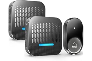 Kabol Wireless Doorbell Plug in, Waterproof Door Bells with 2 Receivers, 1,300ft Long Range Cordless Electric Door Chime Kit with 55 Melodies 5 Volume to Choose, LED Door Entry Bell, Black