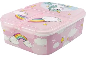 STOR Unicorn Matlåda Barn 3 Fack 2156ml - BPA-fri Lunchbox Skola Förskola Barnmatlåda med Fack