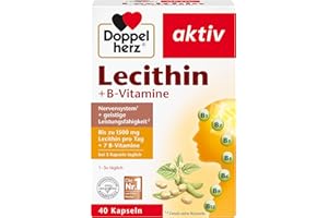 ‎DOPPELHERZ Doppelherz Lecithin – Nahrungsergänzungsmittel mit Vitamin B1, B2 und B6 als Beitrag zur normalen Funktion des Nervensystems – 1 x 40 Kapseln