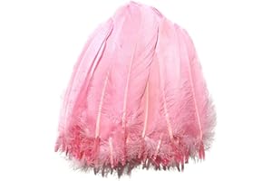 Suneast 100 Stücke Federn Dekoration Natürliche Gänsefedern Weiche Crafts Feather Indianer Federn für Traumfänger Basteln, Kostüme Hüte Schmuck Deko, DIY Ohrring - Rosa, 12-18cm