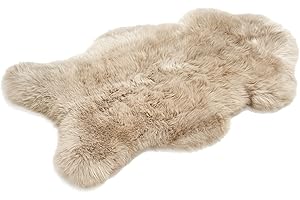 ‎CAKLA Cakla Lammfell Echt 120-130 cm Beige - Schaffell Echt Groß - Fellteppich Weiss - Weich und Flauschig - Fell für Stühle - Lammfell Teppich - 100% Bio - Schafsfelle - Dekofell - Schafsfell Felle