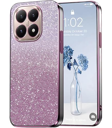 Custodia GOKEN Per Oppo Find X5 Lite/Reno 7 5G – Silicone Antiurto Con Glitter E Bordi Placcati, Viola Sfumato