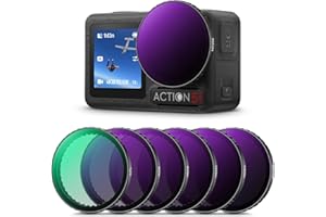 K&F Concept dji OSMO Action 5 Pro Action 4 Filtros, Filtro CPL Polarizador, Filtro ND8 ND16 ND32 ND64 ND256 Compatible con dji OSMO Action 5 Pro Action 4 Action 3 con 28 Capas Nano Revestimiento