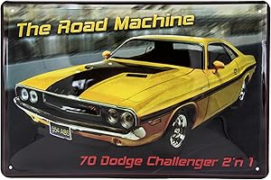 LUCKYLINDE Plaque en tôle rétro de 30 x 20 cm - Convient pour les fans de Dodge, atelier de décoration, garage, voiture - Tôle d'acier gaufrée