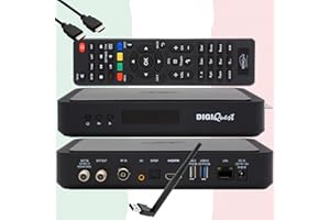 TIVU' SAT TiVuSat Scheda 4K UHD + ricevitore DIGIQuest Q60 Combo 4K H.265 S2+T2 HEVC Set-Top Box, ricevitore certificato TiVuSat con schede, Mediaplayer, WebRadio, USB PVR, 150 Mbit WiFi, EasyMouse HDMI