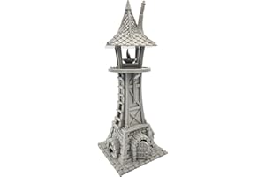Q P QUALITY PRINTING 3D QP3D – Torre di guardiano della luce, scenario per tavolo e giochi di ruolo 28-32 mm miniature Wargame Props DnD D & D, stampato e verniciabile in 3D
