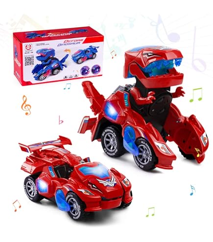 POPOYU Transporteur Dinosaures Tricératops – Jouet Camion Avec 8 Figurines Dinosaures, Pour Enfants 3-8 Ans