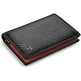 TEEHON® Portafoglio Uomo RFID Blocking Pelle Carbonio con 11 Porta Carte di Credito, 2 Finestra ID, Portamonete Cerniera, 2 S