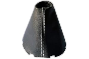 The Tuning-Shop compatible with Gear Stick Gaiter for Land Rover Freelander MK2 2 LR2 Black Genuine Italian Leather with Grey Stitching