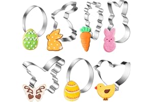 CRZYPLEA 7 Pezzi Formine Biscotti Pasqua,Formine per Biscotti in Acciaio Inossidabile,Stampini Biscotti Pasqua,Tagliabiscotti,Decorazioni Pasquali,Farfalla,Carota,Coniglio,Uo