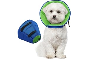 Kuoser Dog Cone Collar, Soft Cones After Surgery, Protective Recovery Collars For Dogs,Adjustable Buster Dogs, Neck Collar Surgery Puppy Quick Healing Anti-Bite Blue, M-Neck:28-36cm/11-14.2in