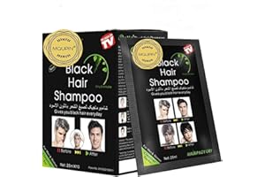 MQUPIN UniM Champú de tinte de cabello negro instantáneo con ingredientes naturales semipermanentes, fácil de usar, de larga duración (paquete de 10, color negro)