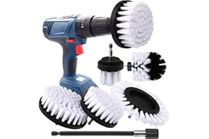 AISENNO Brosse Nettoyante Perceuse Brosses à Récurer électriques pour Le Nettoyage de la Salle de Bain Voiture Moquette Sol Toilettes Cuisine Surface en céramique (Blanc, 6PCS)