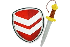 Lullaberry Little Knights Sword and Shield Playset - Safe Plush Soft Pretend Play Weapons - Gifts for Toddlers Kids - Red Defender