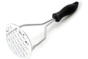 Poundsaver Round Shape Potato Masher, Non-Slip Handle and Not Easy to Bent, Perfect for Pressing Vegetable, Bean, Fruits, Baby Food and Other Soft Cooked Foods