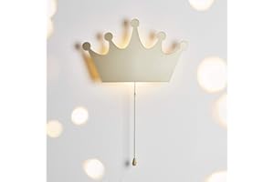 ‎LIGHTS4FUN Lights4fun Goldene LED Krone aus Metall Wandleuchte Nachtlicht batteriebetrieben