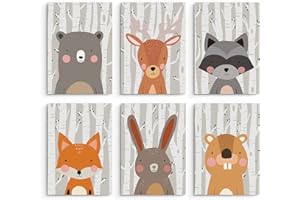 Hambient Laminas Infantiles para Cuadros Habitacion Bebe Decoracion Niño Niña (30 x 40 - Sin Marco, (Animales Salvajes Bosque)