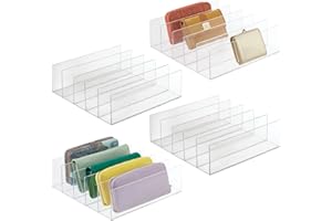 mDesign Organizer pochette – Pratico porta tutto per borsette, portafogli e documenti dotato di 5 scomparti – Scatola in plastica – Set da 4 – blu