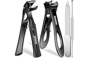 DRMODE Toenail Clippers for Thick Toenails for Seniors, Angled Head Long Handled Toe Nail Clippers for Men with Wide Jaw Opening, Heavy Duty Large Finger Nail Clippers Adult Cutter with Catcher