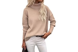 Zeagoo Maglione Donna Elegante Dolcevita Invernale Autuno Caldo Maglioncino Oversize Lunga Maglia Basic Pullover Morbido Sweater S-XXL
