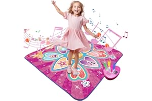 WOCVRYY Mata do tańca dla dziewczynek, chłopców, 3, 4, 5, 6, 7, 8, 9 lat, lampa LED, mata do tańca z 7 trybami gry, 11 muzyki, Boże Narodzenie, urodziny, zabawka dla dzieci, bez połączenia Bluetooth