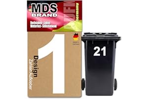 ‎MDS BRAND Prime Design 15cm Zahlen Aufkleber | Selbstklebende hausnummern zum aufkleben | Klebezahlen für Mülltonne, Briefkasten & Hausnummer | Optimal für Außen & Innen, klebeziffer sind Weiss (1, 15cm)